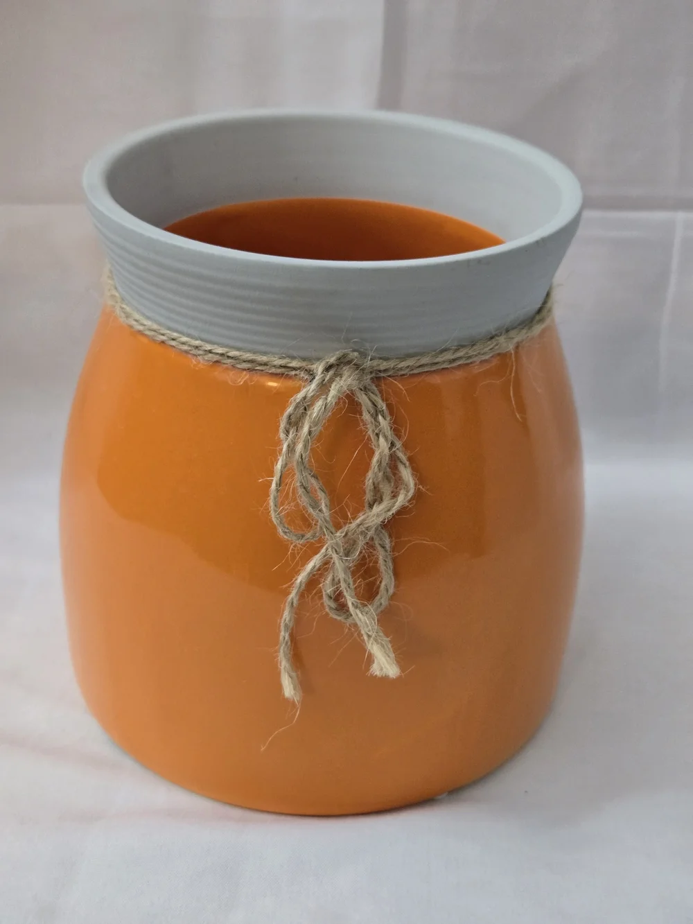 Orange Ceramic Accent Vase with Gold Leaf Charm